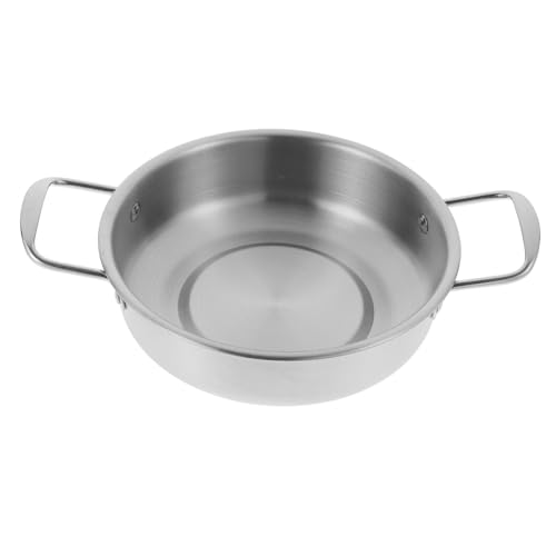 LIGIGWASH Olla Inoxidable con Asas para Cocción de Ramen Sartén Multifuncional para Cocina Hogar y Restaurantes