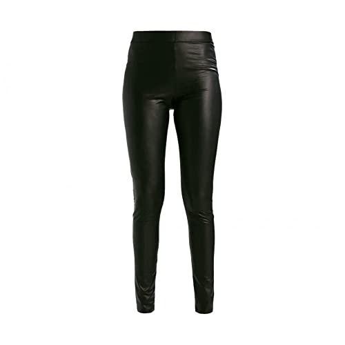 Mediawave Store - Legging intérieur molletonné modèle Aurora C-9002 thermique en cuir taille haute, pantalon élastique effet cuir, intérieur molletonné, élastique, Noir , Large Cover