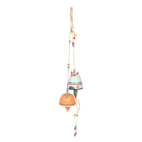 Image of Aakriti Art Creations Handcrafted Terracotta Cow Bells | Handmade Modern Art Terracotta Hanging Bell Wind Chime | Decorative Indoor & Outdoor Hanging for Balcony, Garden, Living Room & Gifting