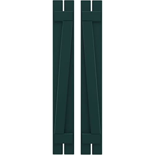 Ekena Millwork ARW102SB207X58FGH Americraft Two 2 Exterior Real Wood Spaced Board-n-Batten Shutters w/Z-Bar (Per Pair), 7 1/2"W x 58"H, Thermal Green