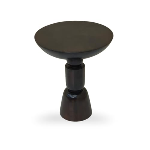 Image of Gharaana Somany Side Table, Dark Walnut Finish, Modern Bedside and Living Room End Table, 38x38x46 cm