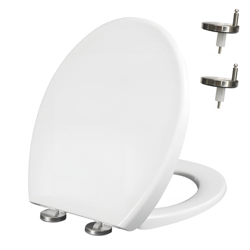 Apa De Wc, en Forma de O Asiento de Inodoro de Cierre Suave,Tapa Wc Universal, Asiento de Inodoro de Cierre Suave con Tapa, Fácil Limpieza, Extraíble - Blanco, 46 ​​X 37 Cm