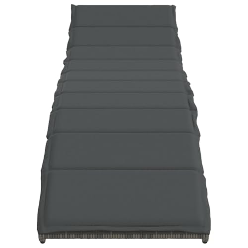 Chaises longues en polyrotin gris avec table basse et coussins pour jardin - 6