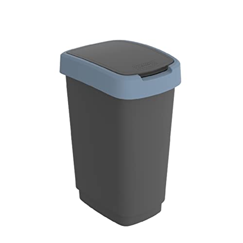 Rotho Twist Mülleimer 25l mit Deckel, Kunststoff, Blau/Anthrazit