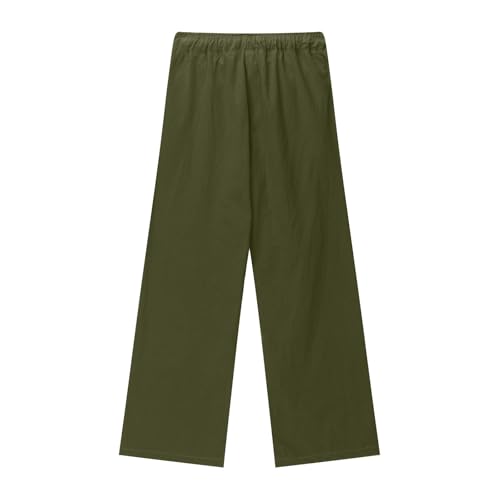 Kids Straight Leg Pants Boys Girls Solid Color School Twill Trousers Elastic Waist Casual Pants (Green, 10-11 Years)4