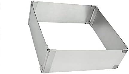 TANCUDER Adjustable Baking Frame Stainless Steel Cake Mould Tin Rectangular Mousse Rings Telescopic Mousse Mold DIY Square Baking Mould Tray for Cakes Dessert Pastry,15 * 15 * 5cm-28 * 28 * 5cm