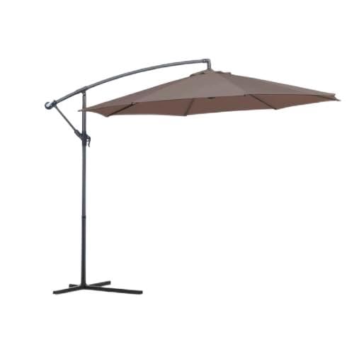Sombrilla excéntrica color topo Diám. 300 x Alt. 245 cm 180 gr/m² UV50