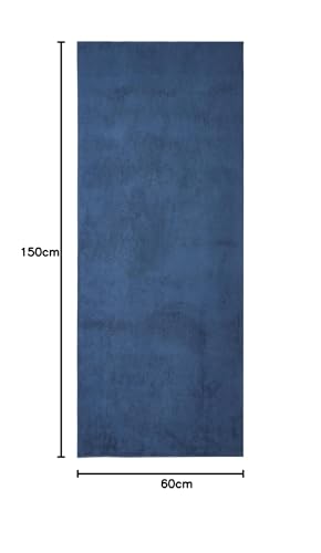 Image of Obsessions Polyester Bedside Runner with Solid Pattern Felt Backing, Ideal for Bedroom & Living Room 60x150cm, Blue