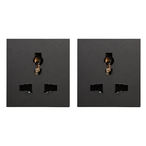 Image of 6A Universal Socket | Compatible with ROMA modular plates & Smarteefi Modular Smart Switch Boards | Kids Safety Shutter | US, AUS, UK, Europe and other major countries Plug support (2, Black)