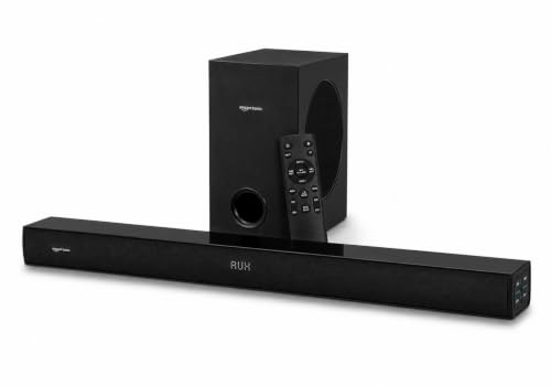 Image of amazon basics 160W Soundbar with Subwoofer, 2.1 Channel Sound System for TV, 6.5 inch Bass Driver, HDMI ARC, Optical, Bluetooth 5.3, USB, AUX, Remote Control, Black