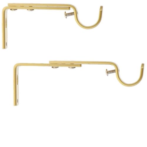 Support mural extensible et réglable pour barre de rideaux, Ø 20 mm, longueur 110-150 mm, couleur doré, (1 lot de 2 supports de tringles)