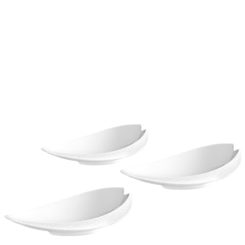 MEISSEN Juego de 3 cuencos de porcelana, diseño ondulado, color blanco