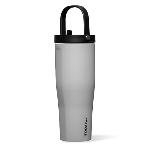 Corkcicle Go Cup XL - Leak-Proof Travel Tumbler - Triple Insulated Stainless Steel Water Bottle - Easy-Carry Handle - Summer Drinkware Gift - Keeps Drinks Ice Cold - 30 oz - River Rock