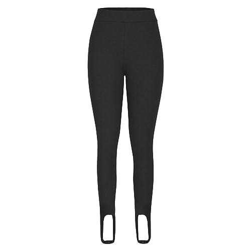 GMQWRK Leggings para mujer, ligeros, de punto acanalado, opacos, con estribo, cintura alta elástica, control de barriga, pantalones de compresión, pantalones de yoga elásticos casuales para otoño