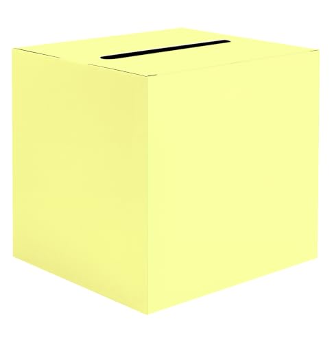 Image of SietDESEO Yellow Card Box for Graduation Large Gift Card Box Holder 9.8 inch x 9.8 inch Money Cards Box Diy Card Box for Wedding Reception Baby Shower Birthday Cards Box Holder