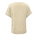 Womens Short Sleeve V Neck Tops Going Out Lightweight Dressy Shirt Casual Summer Loose Fit Flowy Light Long (Beige, XL)