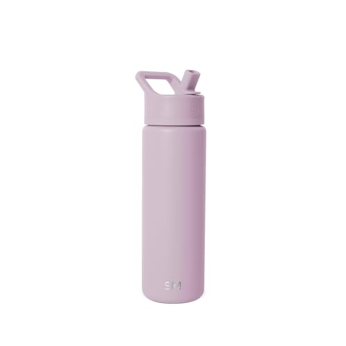 Simple Modern Water Bottle with Straw Lid Vacuum Insulated Stainless Steel Metal Cup Bottles | Reusable Leak Proof BPA-Free Flask for Gym, Travel, Sports | Summit Collection | 22oz, Lavender Mist