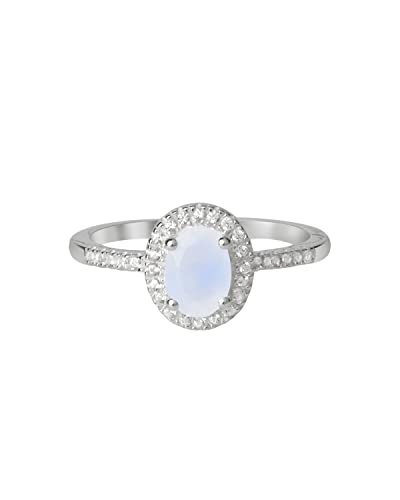 YoTreasure 0.82 Ct. Moonstone Sapphire 10kt White Gold Engagement Ring Jewelry