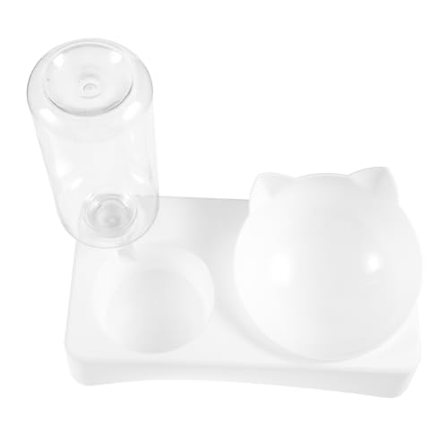 GANAZONO 犬用ペットフードボウル猫用給餌ボウル耳付き 防止設計ペットフード容器ホワイトシンプルデザイン室内外用小型中型犬猫向け