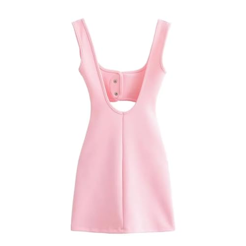 Women's Elastic Hollow Dress, Square Neck Sleeveless Suspender Casual Short Skirt2