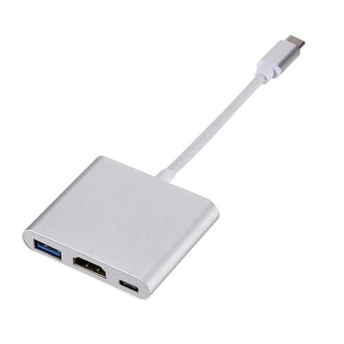 USB C����HDMI�Ή��^�C�vC�f�W�^��AV�}���`�|�[�g�A�_�v�^�[3K����4K 1080P�����|�[�g(3-in-1 Silver)