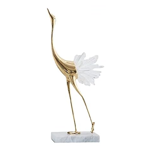suruim Gold Decor Accents,Brass Birds Statues Gold Home Decor Modern Crystal Decor Ornaments for Living Room, Bedroom, Office Desktop, Cabinets (White A) Cover