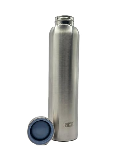 Image of KEMP DELIZIO Edition Stainless Steel Fridge Water Bottle 1000 ML | 1 L | Single Walled | Office | Gym | Travelling | Leak Proof LID | ECO Friendly | BPA Free | for Adult, Kids (Solo-2 Pack)