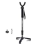 Shooting Monopod Rifle Stick Hunting Tripod Gun Rifle Rest, Aluminum Adjustable 24"-64" with 360° Rotating V Yoke and Tiltable Tripod Base, Compact Shooting Stand for Outdoor