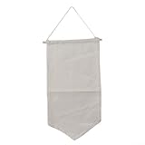Broche para colgar en la pared, estuche de almacenamiento de joyas, soporte de exhibición de lona con barra de madera, 30 x 53 cm, para broches, alfileres, pendientes e insignias, blanco/negro (blanco