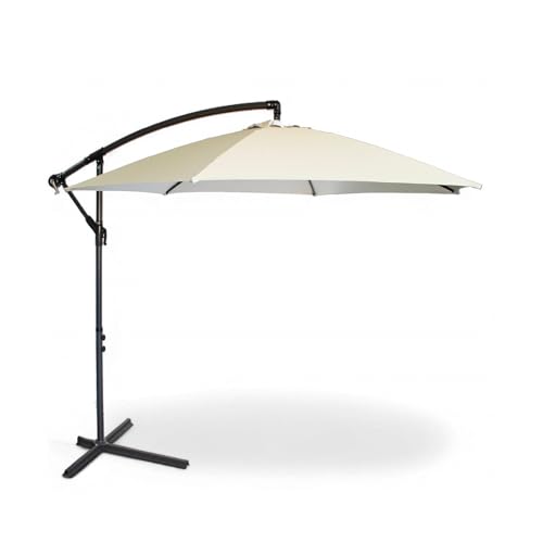 Pincho Sombrilla Terraza Exterior 300 cm – Parasol Excentrico con Manivela – Protección UV50+ – Sombrilla Basculante e Inclinable 360° – Resistente y Estable para Terraza, Jardín y Exterior