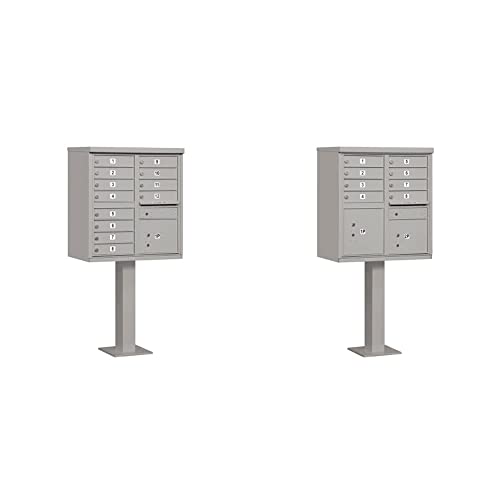 Salsbury Industries 3312Gry-U 12 A Size Doors, Gray Type Ii Cluster Box Unit Mailbox & 3308Gry-U 8 A Size Doors,Type I Cluster Box Unit, Gray, For Use With The Usps Lock #TOP17