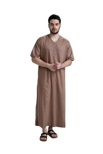 Nubel Brown Half Sleeve Thobe Jubba