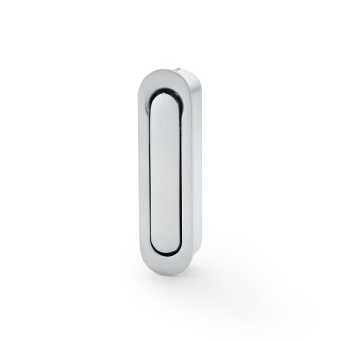 Ironmongery Solutions® Radius Sliding Door Edge Pull, Recessed, Rounded Design, for Sliding, Pocket Doors and Wardrobe Systems (Satin Chrome)