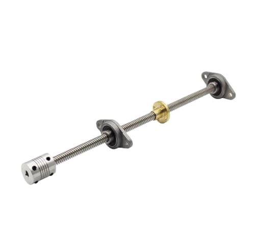 Metal Ball Screw nut T8 Pitch 2mm Lead 4mm Lead Screw 8mm Length 100-500mm+Brass Copper Nut + KFL08 Bearing Bracket+Flexible Coupling D19L25 8x8mm(200mm)