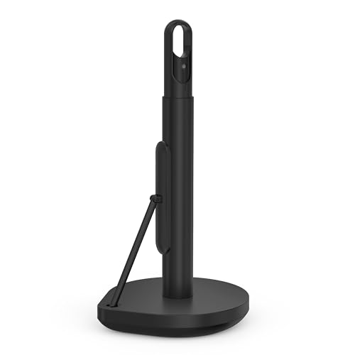 Image of simplehuman Standing Paper Towel Holder with Spray Pump, Black Stainless Steel