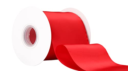 Ribbonitlux 100mm Wide Double Face Satin Ribbon 22 Meters (250-Red, Set for Bow Party Decor, Sewing Applications, Wedding and Craft - Image 2