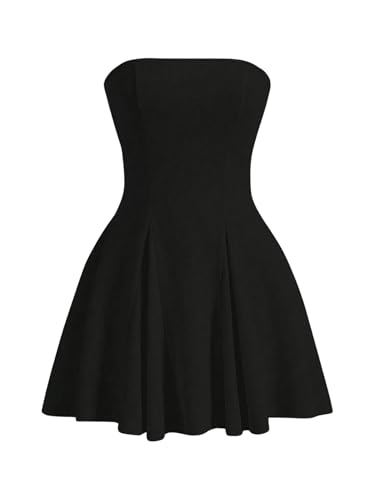 Milumia Women's Tube Mini Dress A Line Flared Strapless Party Club Short Dresses