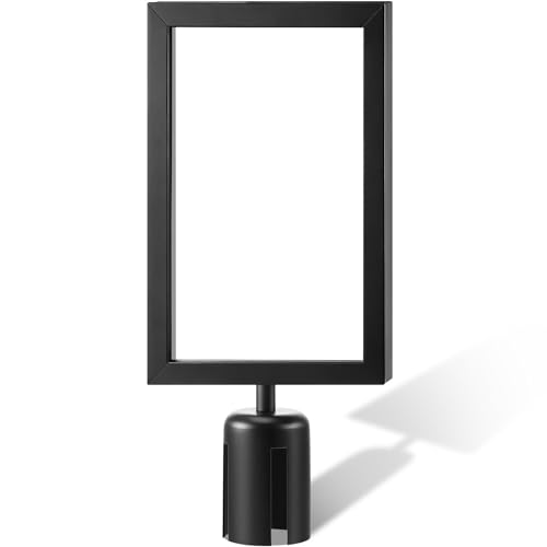 Jecery 2 Pcs Stanchion Sign Holder, Double Sided Frame Sign with Protective Cover, Fits 8.3 x 11.7 Inch Paper Size Top Stand Poster Display for Crowd Control Commercial Queue Sentry Stanchions