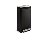 Kohler 20941-BST Trash Can, 9 Gallon Loft, Black with Stainless Steel
