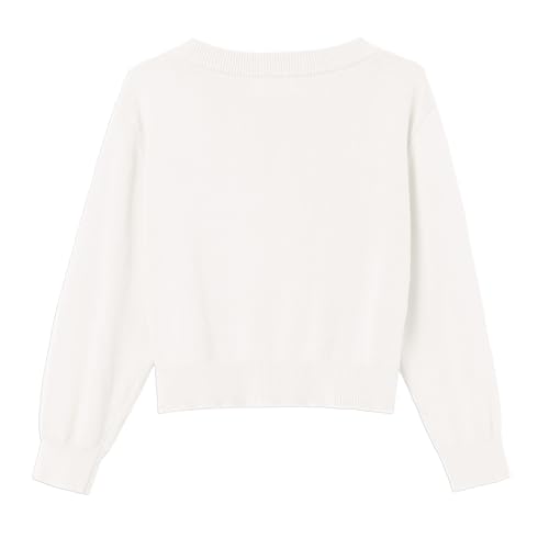 Girls Cropped Cardigan Sweater [Cute Petal Buttons] Long Sleeve Short Cardigan for Dress2