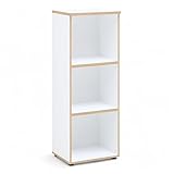 Stella Trading Memphis Aktenregal in Weiß, Artisan Eiche Optik - Modernes Standregal mit 3 offenen Fächern - 45 x 122 x 38 cm (B/H/T)