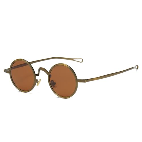 Lunettes punk polarisées rétro en métal rond avec verres clairs anti-reflets pour homme