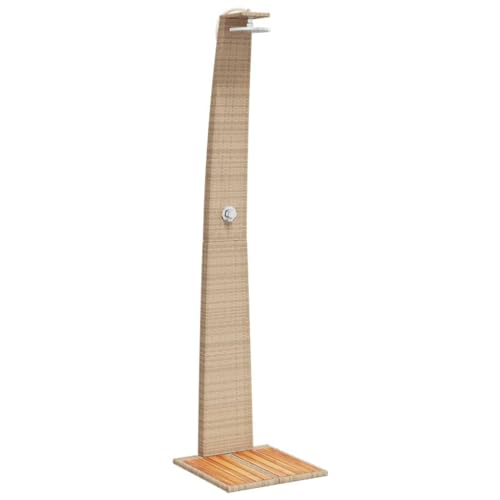 vidaXL Doccia da Esterno Beige 55x60x224 cm Polyrattan e Legno Acacia