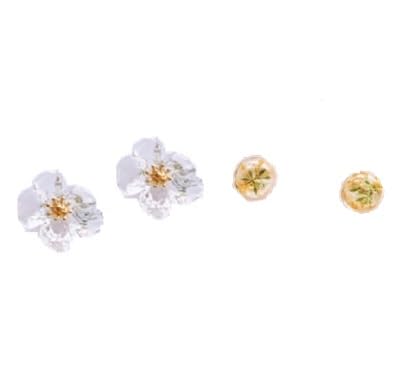 アレルギー対応ピアス 2点セット「クリアフラワー・かすみ草」