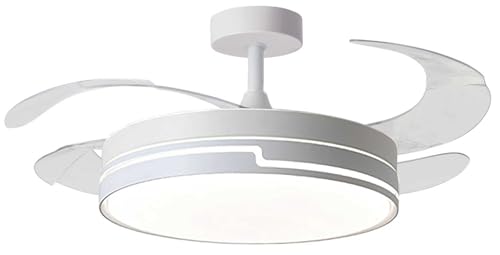 BEL AIR HOME - Ventilatore da Soffitto ROBIN - Motore DC Silenzioso - Pale Scomparsa - Luce LED 36W, 3000K/4000K/6500K - Telecomando Incluso - Ventilatore con Luce, Bianco, Metallo