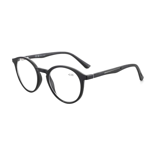 ZENOTTIC Gafas Luz Azul, Gafas Lectura Hombre Mujer: Montura Redonda Ligera, Lentes Antirreflejo - Gafas Ordenador Filtro Azul Negra 3.00
