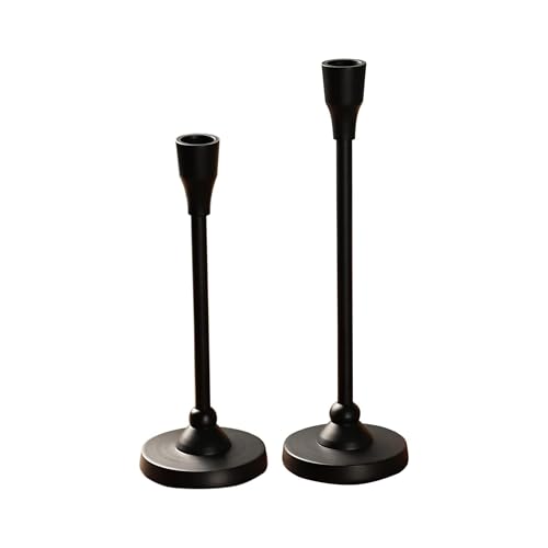 Rely+ Black Metal Candlestick Holders Set of 2 – Premium Taper Candle Holders for Home Décor, Dining Table Centerpiece, Mantel, Wedding & Party Decorations