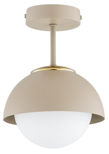KAR LIGHTING Deckenlampe 1-flammig Beige – Cosmo Ecru Kaschmir Leuchte aus Metall & Glas – E27 Lampe für Wohnzimmer oder Flur – LED geeignet KAR LIGHTING Deckenlampe 1-flammig Beige – Cosmo Ecru Kaschmir Leuchte aus Metall & Glas – E27 Lampe für Wohnzimmer oder Flur – LED geeignet