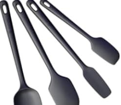 ChefAide Juego de espátulas de silicona de 4 piezas espátula de goma de grado alimenticio mango fuerte mejorado con agarre ergonómico resistente al