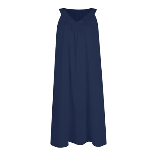 Sleeveless Linen Dresses for Women 2025 Mini Lightweight Summer V Neck Cotton Linen Nightgowns Loose Fitting Sundress2